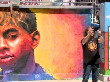 El mural de Lamine Yamal en Barcelona