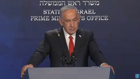 El primer ministro de Israel, Benjamin Netanyahu, en una rueda de prensa El primer ministro de Israel, Benjamin Netanyahu, en una rueda de prensa