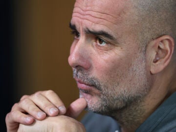 Pep Guardiola en sala de prensa