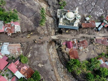 Imagen de los efectos de la lava fría en Indonesia